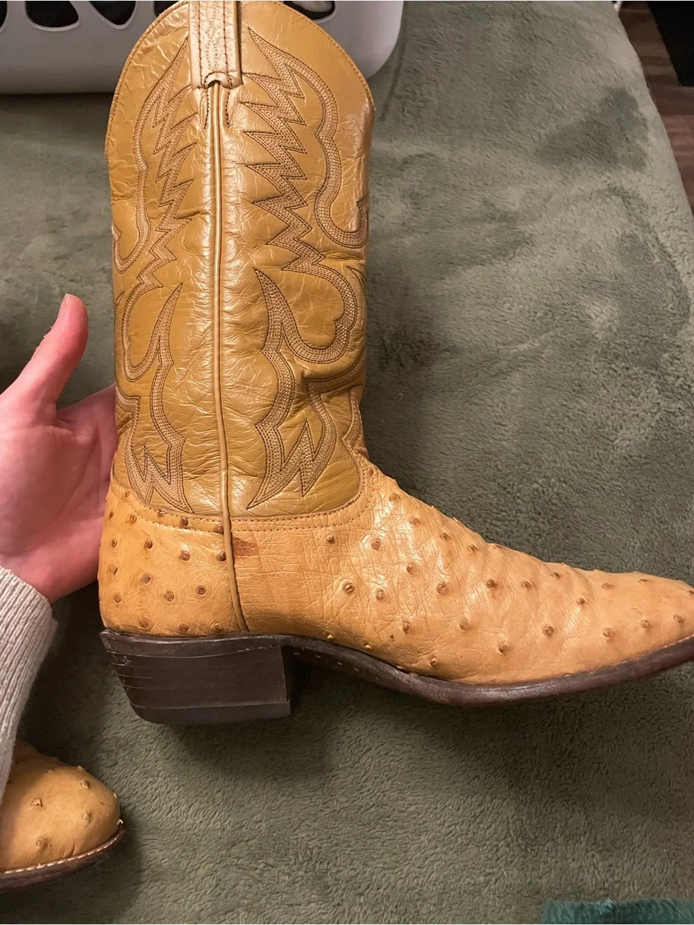 Tony Lama Tan Ostrich Leather Men's Western Boots 8.5D